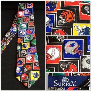 Vintage Surrey Men’s Tie Football Team Helmets Necktie Steelers Jets Patriots
